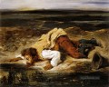 Ein tödlich verwundeten Brigant stillt seinen Durst romantische Eugene Delacroix